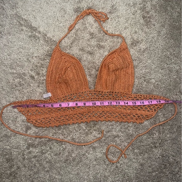 ASIVOY Knit Crop Top Handmade in Mexico Peach Melon - Picture 3 of 7
